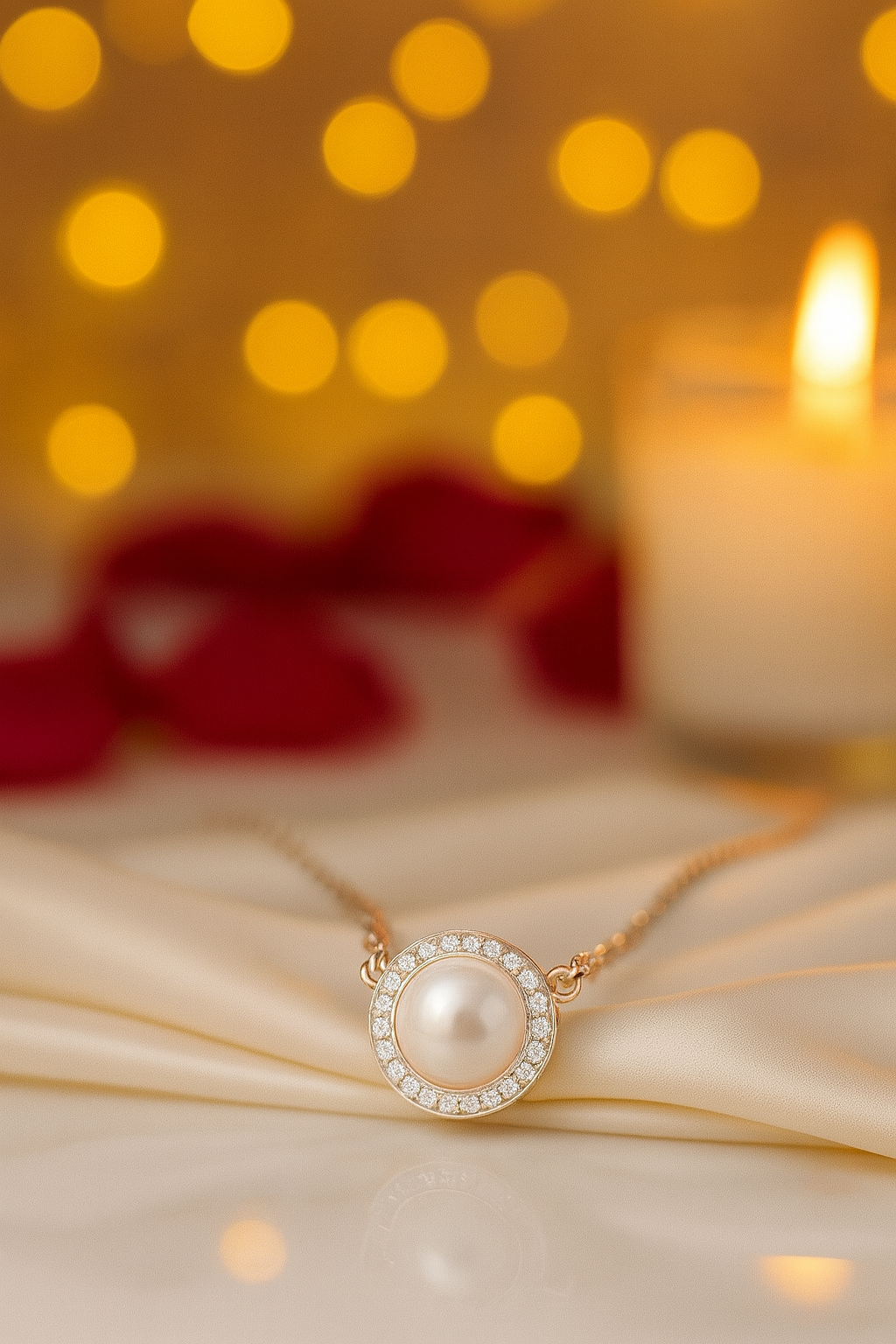 Round Pearl Zircon Pendant Necklace for Women 925 Silver Finish Elegant Daily and Party Wear Chain