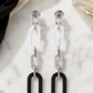 Black & White Geometric Link Long Earrings
