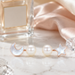 Rose Gold Moon & Star Pearl Stud Earrings