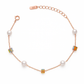 Silver Pearl & Crystal Cube Charm Bracelet for Women