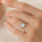 925 Silver Oval Halo Zircon Solitaire Ring for Women – Elegant Party & Daily Wear