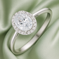 925 Silver Oval Halo Zircon Solitaire Ring for Women – Elegant Party & Daily Wear