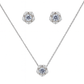 925 Silver Floral CZ Pendant Necklace & Earrings Set for Women – Elegant Everyday Jewelry