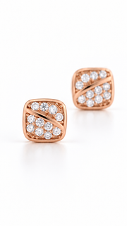 Square Pavé CZ Stud Earrings Set – 3 Pairs - Aaryahi Silver jewellery product photo