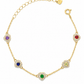 Multicolor Heart Halo Chain Bracelet