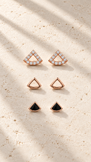 Triangle, Open Triangle Black Enamel Triangle Earrings Set - Aaryahi Silver jewellery product photo