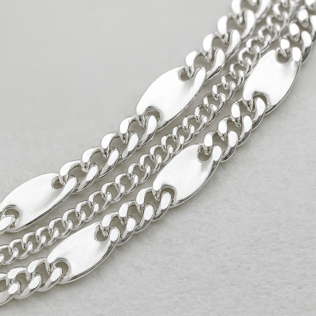 Silver Multi-Layer Textured Chain Bracelet for Women