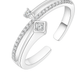 925 Silver Adjustable Dual Design Open Zircon Ring – Modern Minimalist Jewelry for Women
