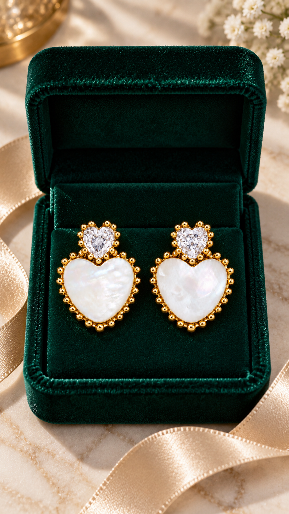 Pearl Heart Earrings