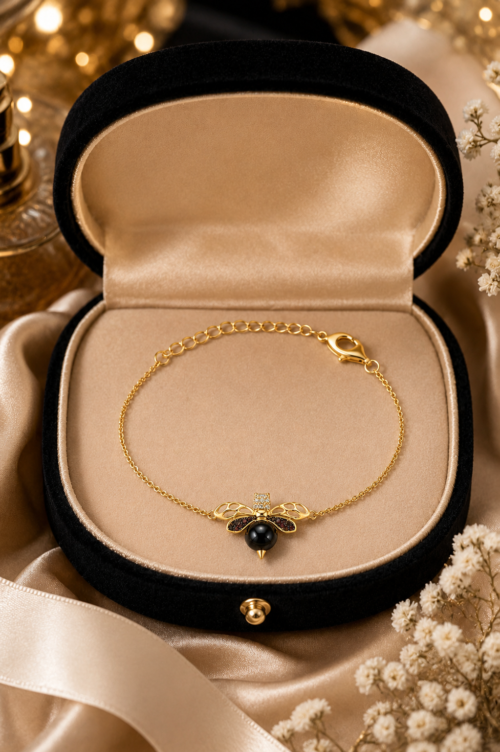 Pearl Bee Charm Bracelet