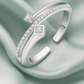 925 Silver Adjustable Dual Design Open Zircon Ring – Modern Minimalist Jewelry for Women