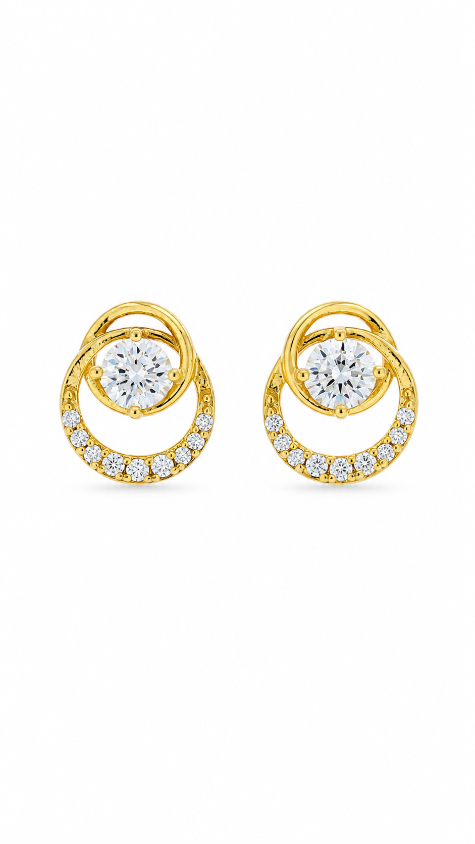 Gold Round Earrings