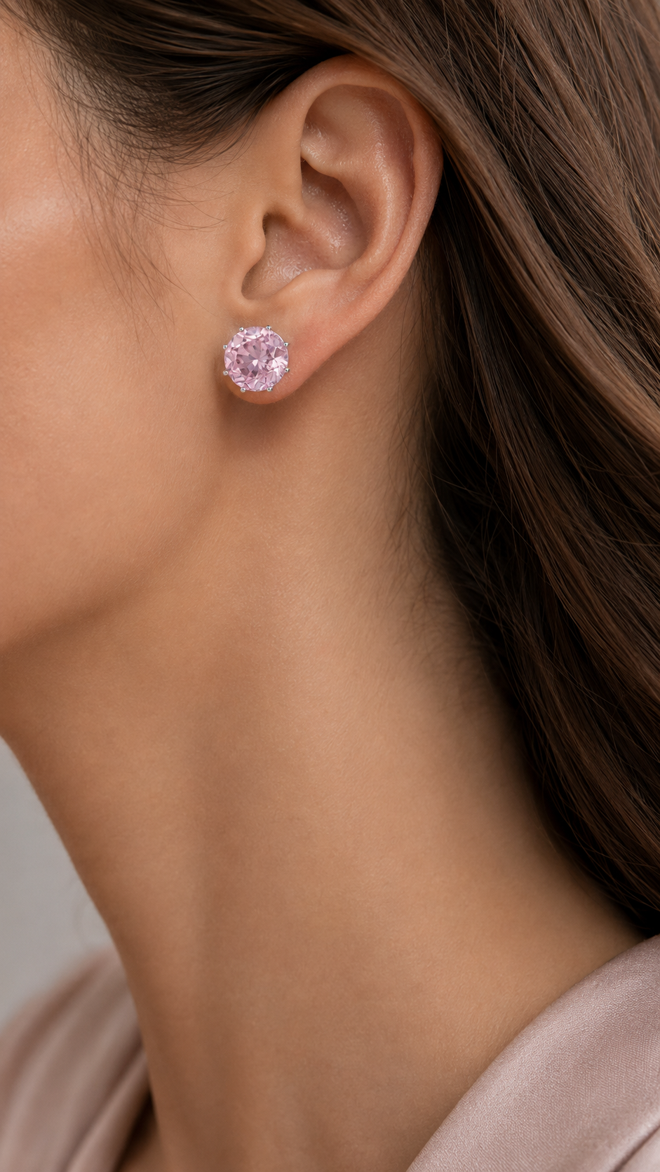 Pink Solitaire Earrings