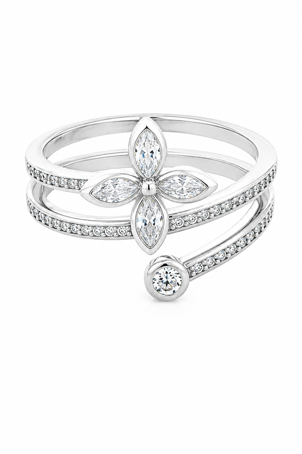 Flower Multi-Layer Adjustable Ring