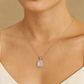 925 Silver Rectangular Halo Pendant Necklace for Women – Classic Sparkling CZ Stone