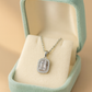 925 Silver Rectangular Halo Pendant Necklace for Women – Classic Sparkling CZ Stone