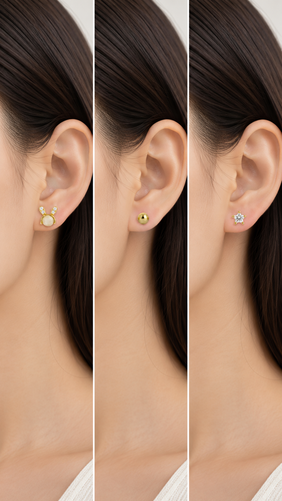 Bunny Pearl, Ball & Star Earrings - Aaryahi Silver jewellery product photo