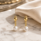 Gold-Tone Bar & Pearl Earrings