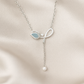 925 Silver Leaf Design Pearl Drop Pendant Necklace for Women – Elegant Enamel & CZ Accent
