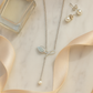 925 Silver Leaf Design Pearl Drop Pendant Necklace for Women – Elegant Enamel & CZ Accent
