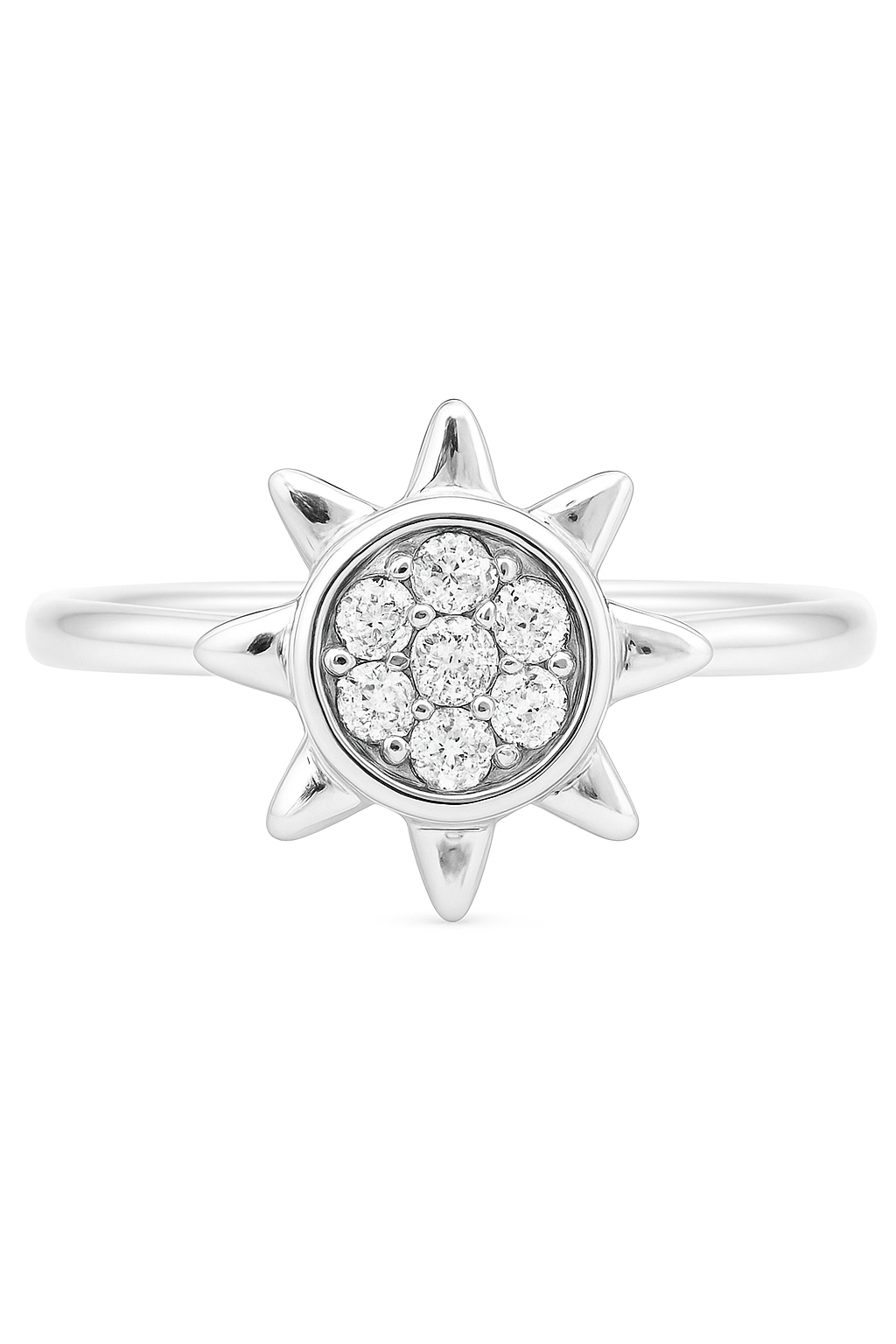 Sunburst Design Zircon Ring for Women 925 Silver Finish Radiant Stylish Daily Wear Finger Ring