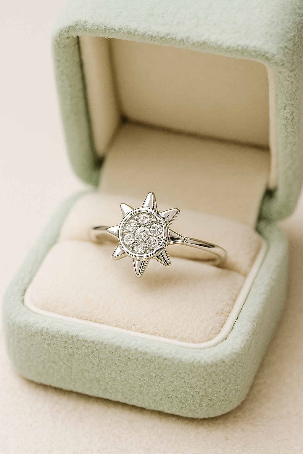 Sunburst Design Zircon Ring for Women 925 Silver Finish Radiant Stylish Daily Wear Finger Ring