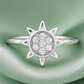 Sunburst Design Zircon Ring for Women 925 Silver Finish Radiant Stylish Daily Wear Finger Ring