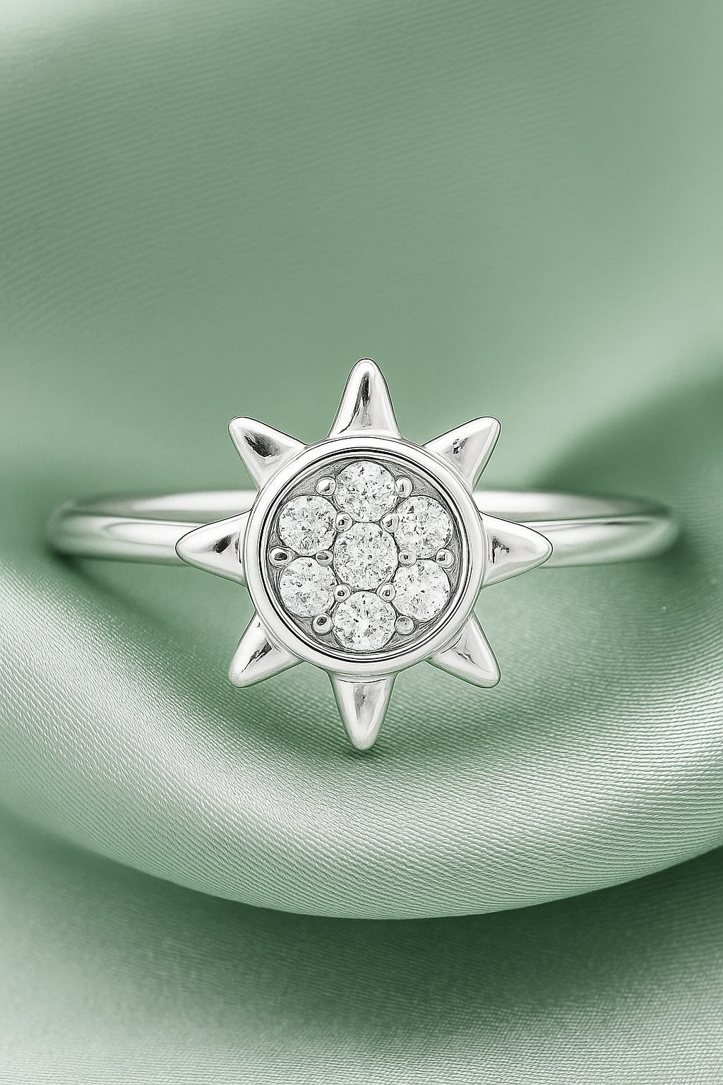 Sunburst Design Zircon Ring for Women 925 Silver Finish Radiant Stylish Daily Wear Finger Ring