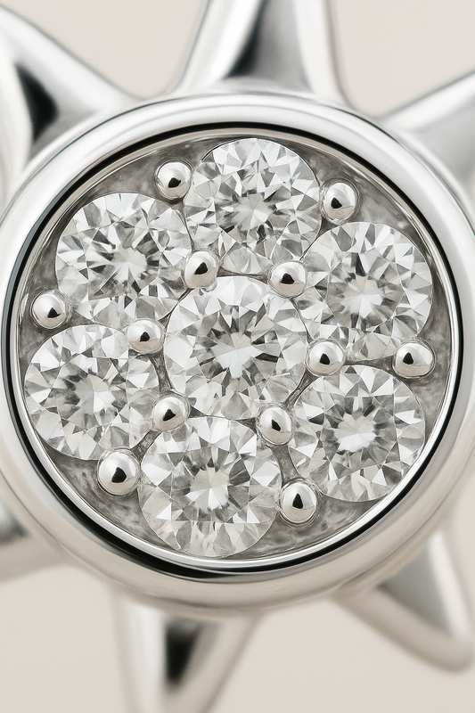 Sunburst Design Zircon Ring for Women 925 Silver Finish Radiant Stylish Daily Wear Finger Ring