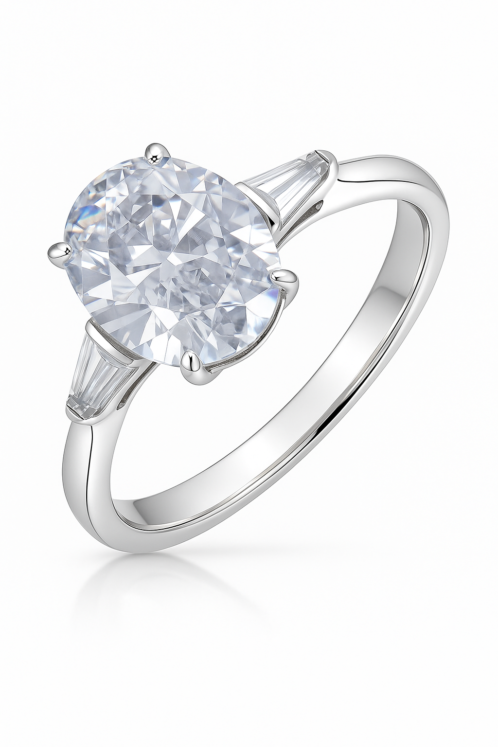 Charming Pink Oval Solitaire Ring with Side Accents