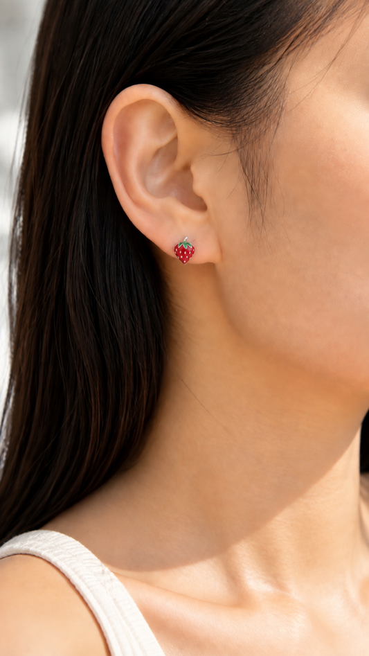 Red Green Strawberry Earrings