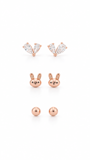 Butterfly, Bunny & Ball Stud Earrings Set - Aaryahi Silver jewellery product photo