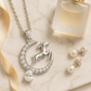 925 Silver Moon & Reindeer Pendant Necklace for Women – Elegant Sparkling CZ with Teardrop Stone