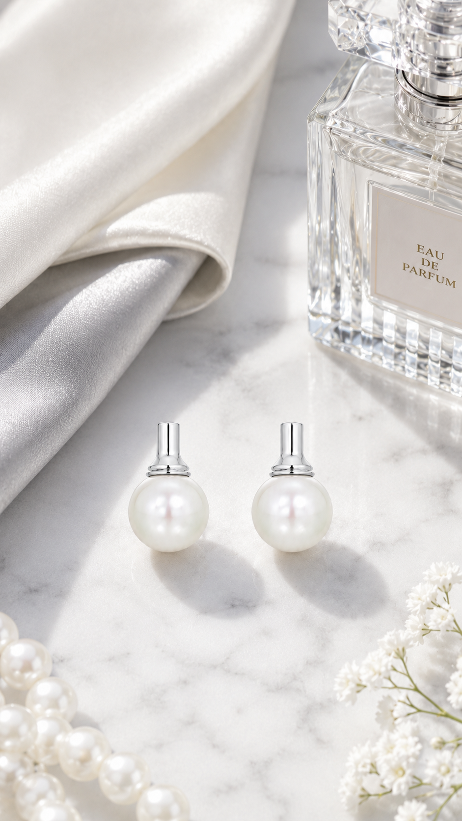 Elegant 925 Sterling Silver Classic Pearl Drop Stud Earrings for Women