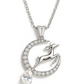 925 Silver Moon & Reindeer Pendant Necklace for Women – Elegant Sparkling CZ with Teardrop Stone