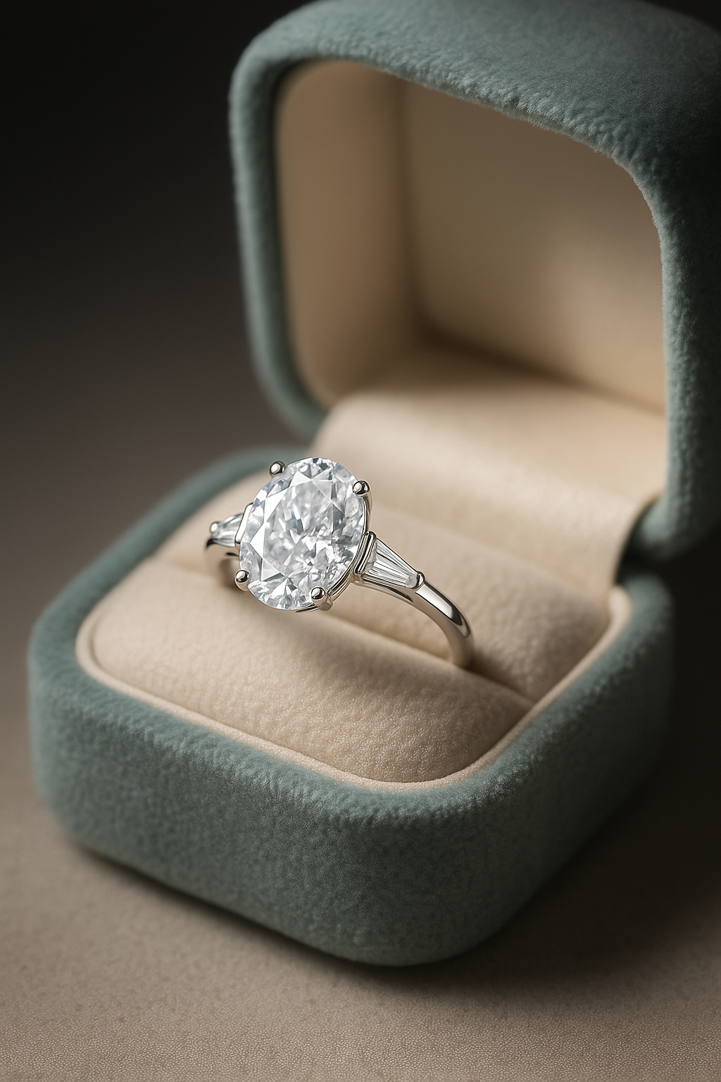 Charming Pink Oval Solitaire Ring with Side Accents