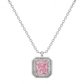 925 Silver Pink Radiant Cut Halo Pendant Necklace for Women – Elegant CZ Stone Jewelry Gift