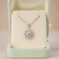 925 Silver Sunburst Halo Pendant Necklace for Women – Round Brilliant CZ Solitaire