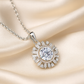 925 Silver Sunburst Halo Pendant Necklace for Women – Round Brilliant CZ Solitaire
