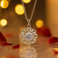 925 Silver Sunburst Halo Pendant Necklace for Women – Round Brilliant CZ Solitaire