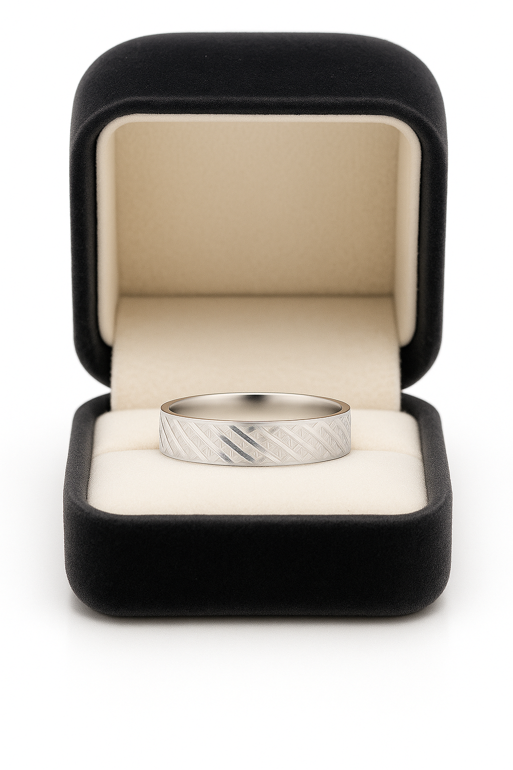 Textured Silver Finish Band Ring for Men Stylish Matte Pattern Daily Wear Finger Ring