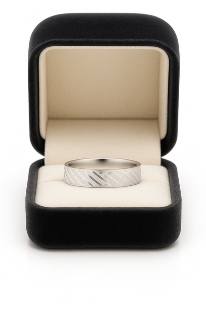 Textured Silver Finish Band Ring for Men Stylish Matte Pattern Daily Wear Finger Ring