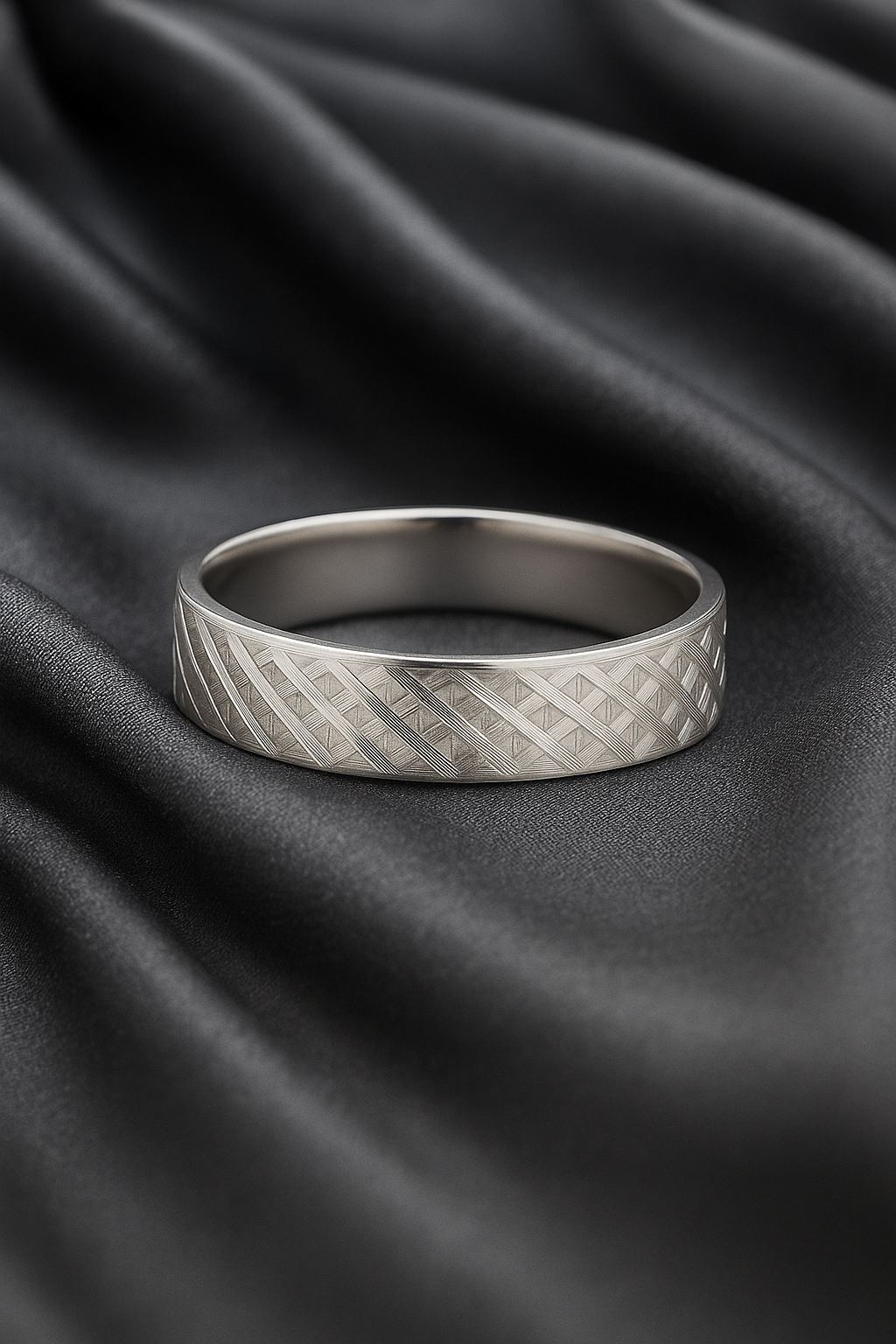Textured Silver Finish Band Ring for Men Stylish Matte Pattern Daily Wear Finger Ring