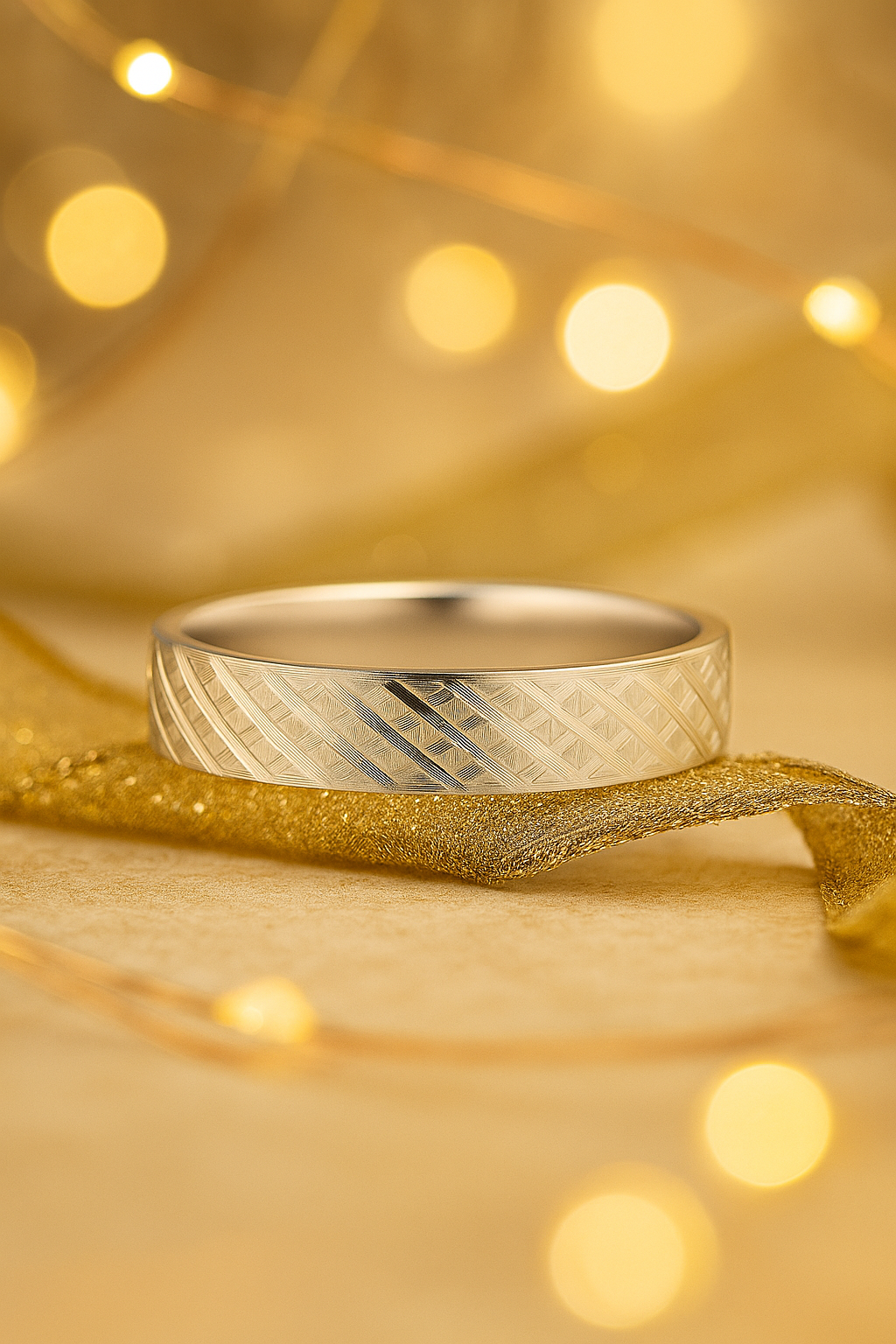 Textured Silver Finish Band Ring for Men Stylish Matte Pattern Daily Wear Finger Ring