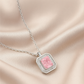 925 Silver Pink Radiant Cut Halo Pendant Necklace for Women – Elegant CZ Stone Jewelry Gift