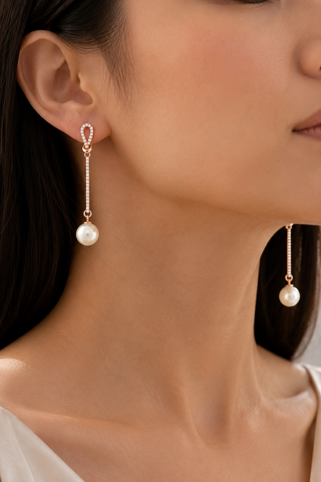 Rose-Gold Pearl Earrings