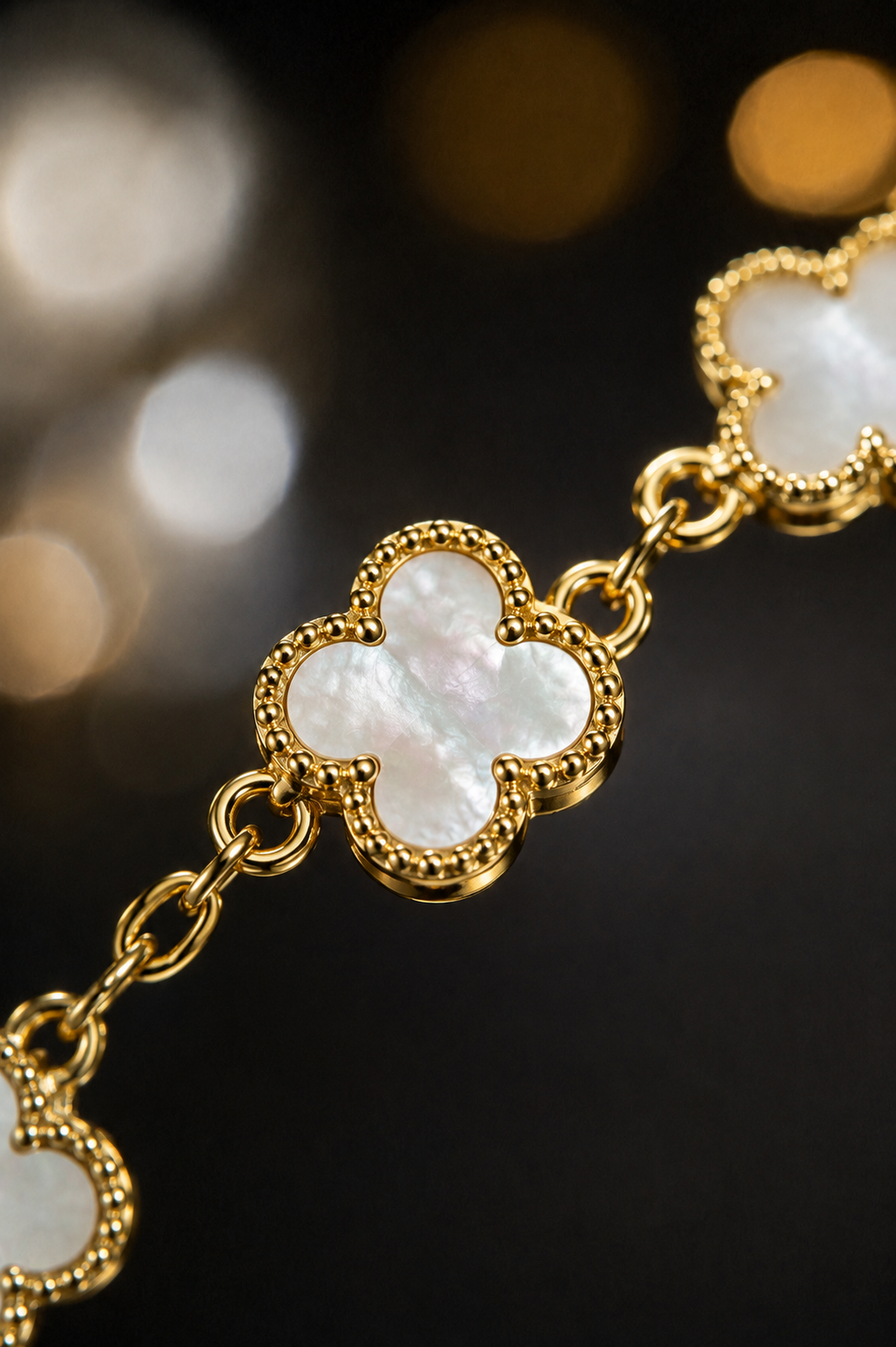 Pearl Five Clover Charm Bracelet