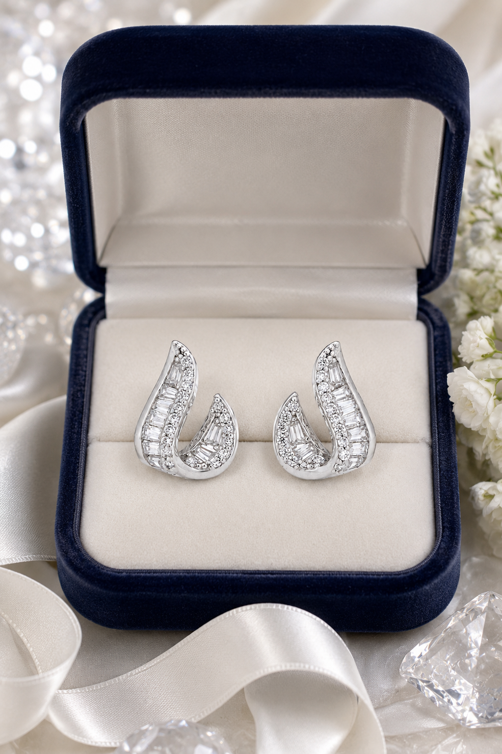 Double Teardrop Baguette Earrings