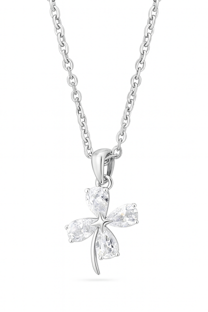 925 Silver Four-Leaf Clover Pendant Necklace for Women – Sparkling CZ Luck Charm Design