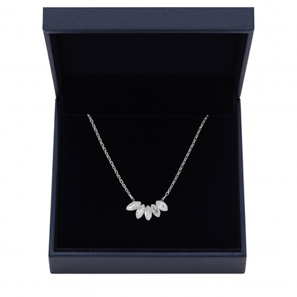 925 Silver Marquise Cluster CZ Stone Pendant Necklace for Women – Elegant Sparkling Design